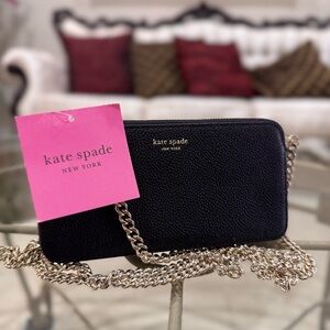 Kate Spade Black Crossbody Bag with Gold Chain